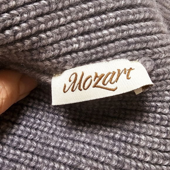 Knitted Hat Beanie Long Scarf set Mozart Wool Thick Dark Grey - Picture 7 of 8